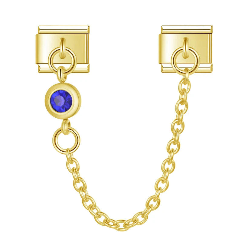 Charm Duplo Corrente com detalhe colorido (Prata e Gold)