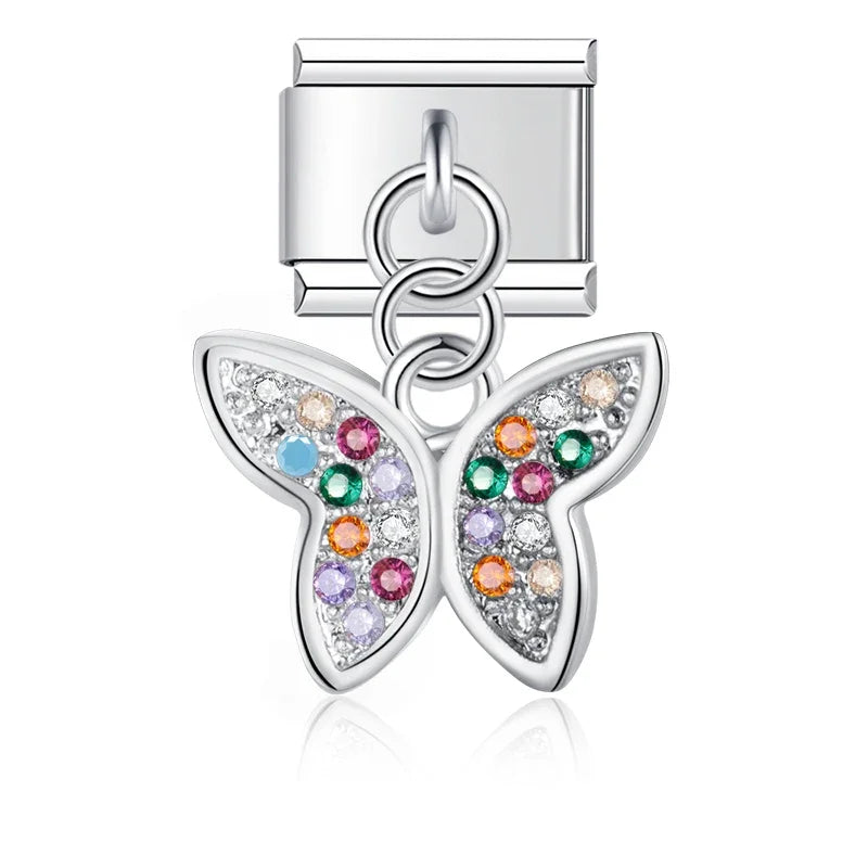 Charms Pendant Borboletas (Prata, Gold & Rose)