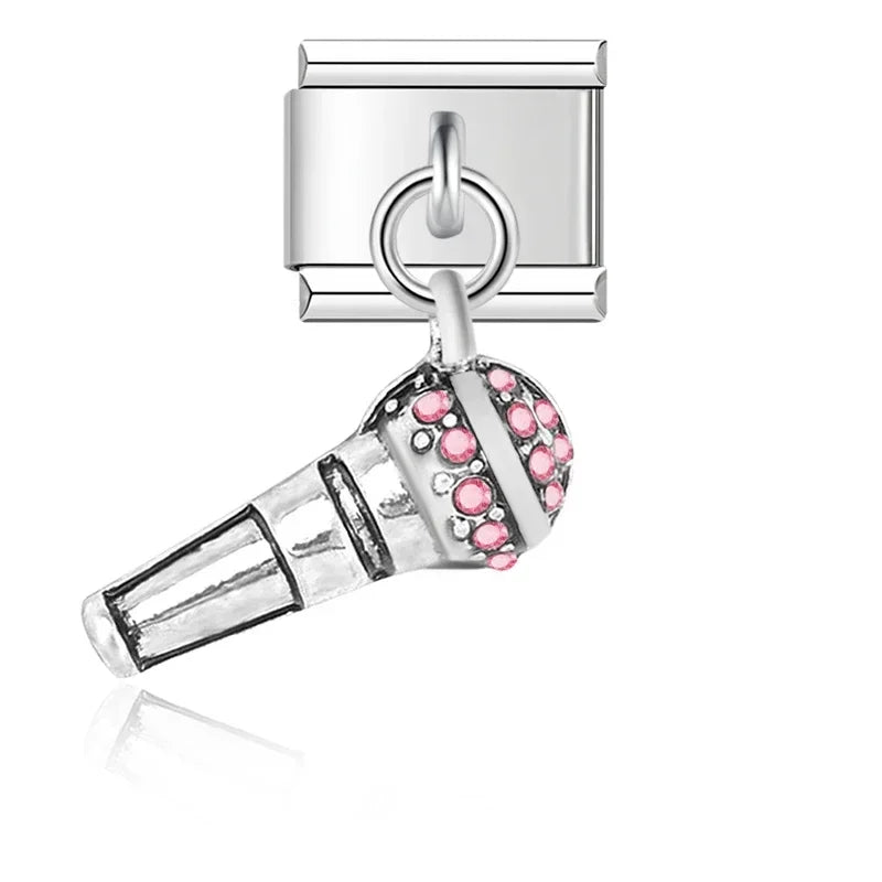 Charm Pendant Microfone Prata