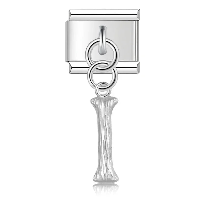 Charms Pendant A até Z Texturizado Prata