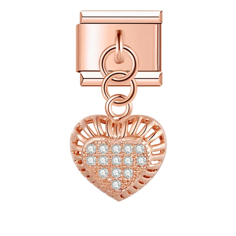 Charm Pendant Coração Brilhante (Prata, Gold e Rose)