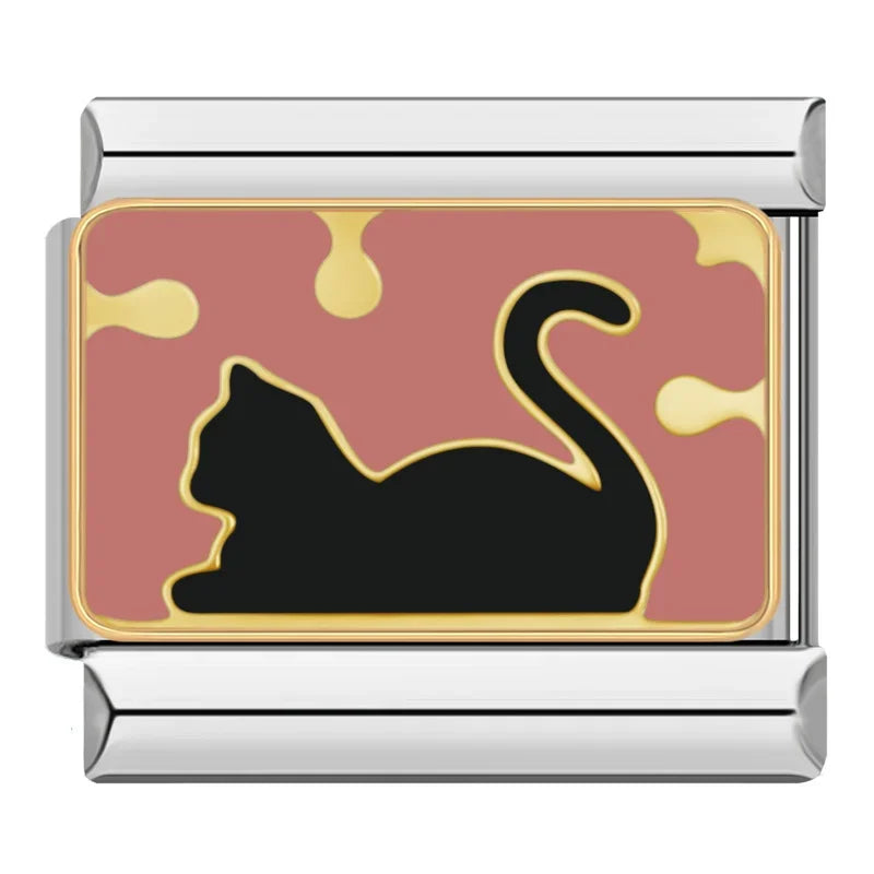 Charms Amantes de Gatos Prata e Dourado