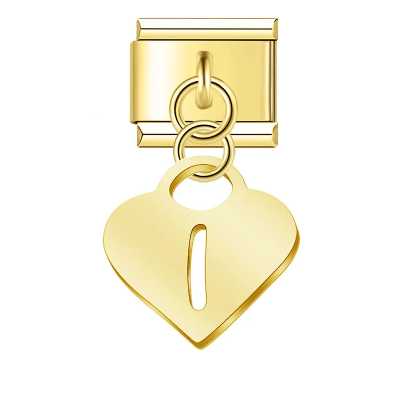 Charm Pendant Letras A até Z Coração Gold