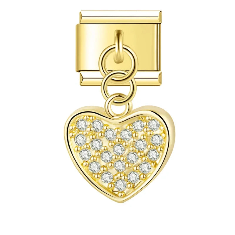 Charm Pendant Coração Brilhante (Prata, Gold e Rose)