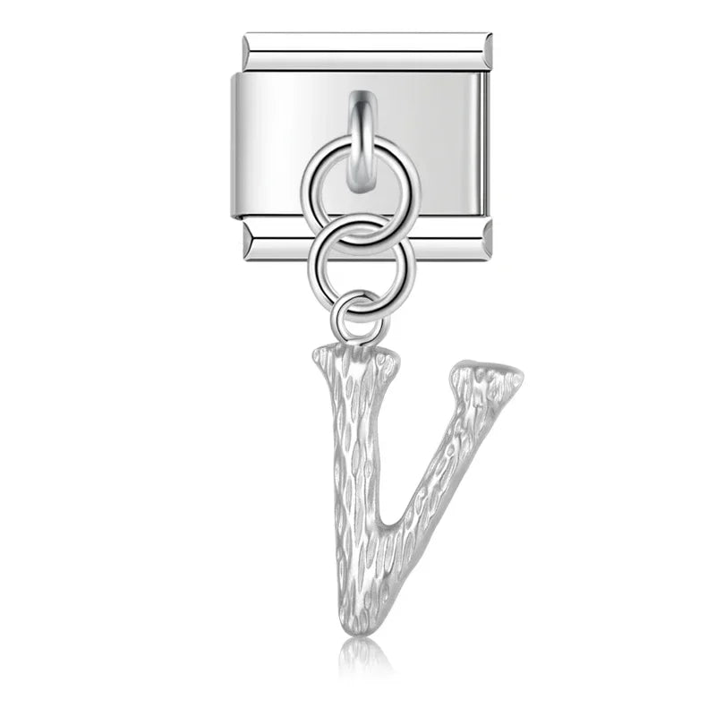 Charms Pendant A até Z Texturizado Prata