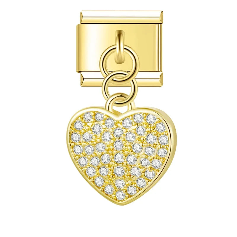 Charm Pendant Coração Brilhante (Prata, Gold e Rose)