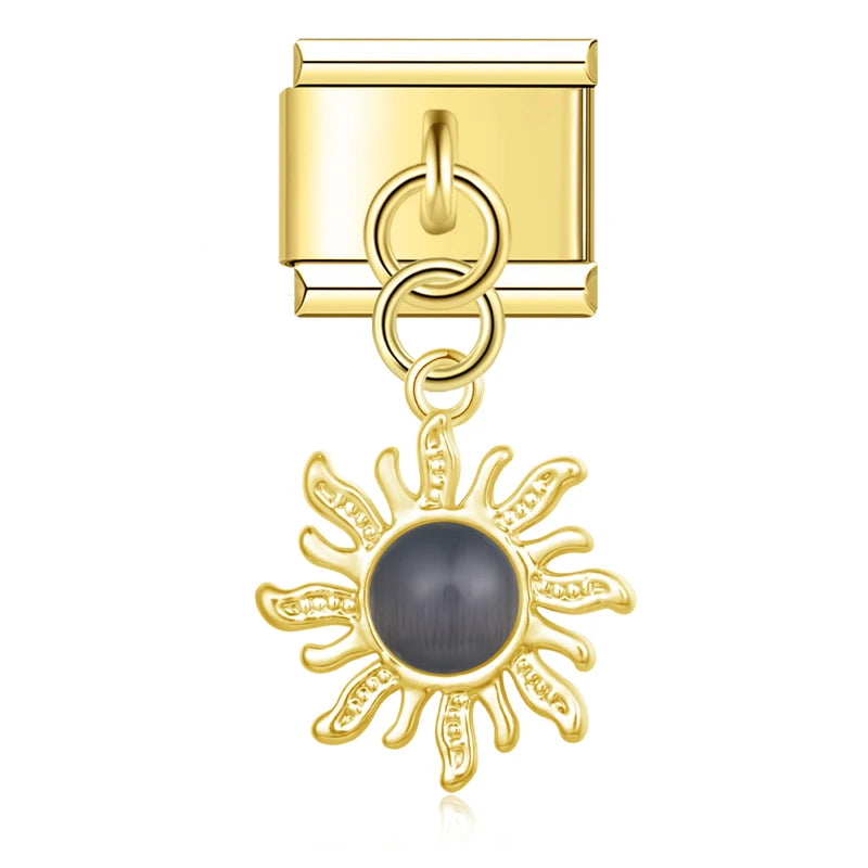 Charms Pendant Sol Colorido (Prata & Gold)