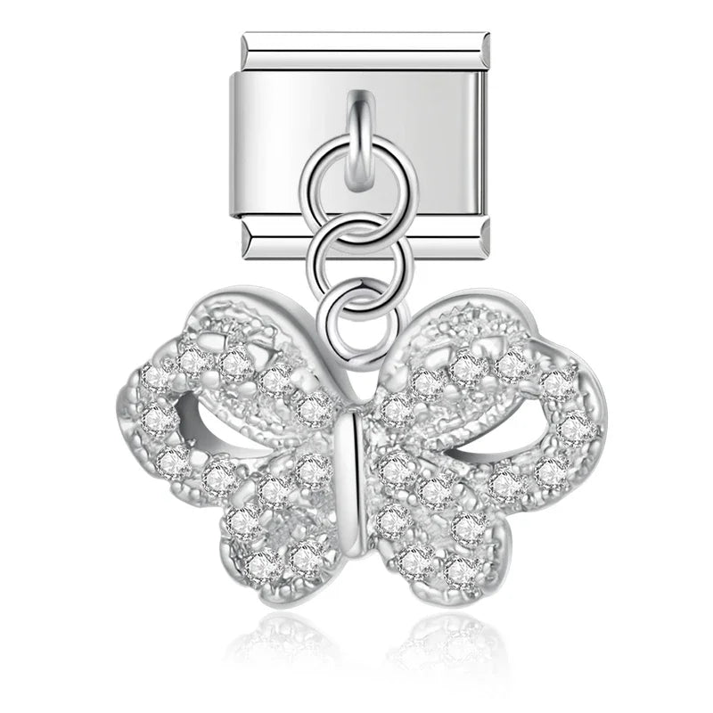 Charms Pendant Borboletas (Prata, Gold & Rose)
