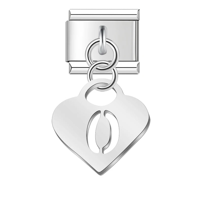 Charm Pendant Letra A Até Z Coração Prata