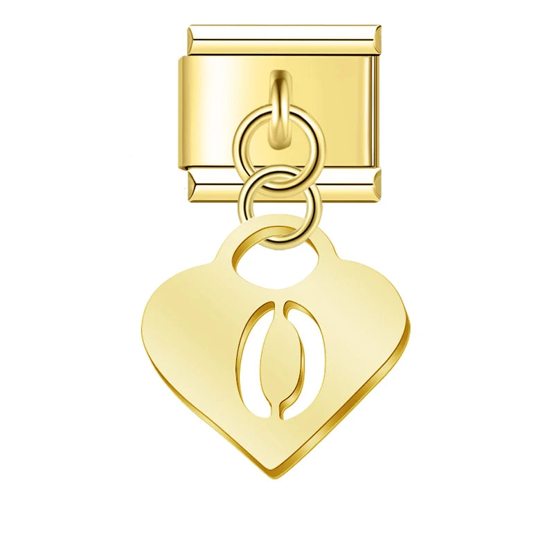 Charm Pendant Letras A até Z Coração Gold