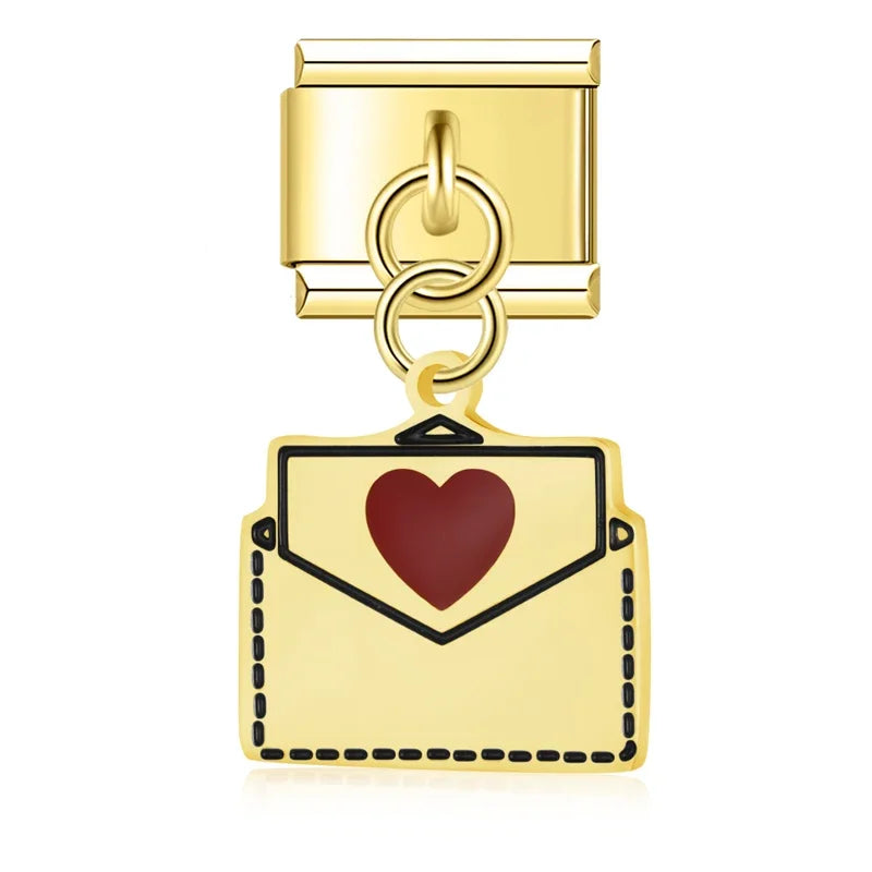 Charm Pendant Carta de Amor (Prata,Gold,Rose)