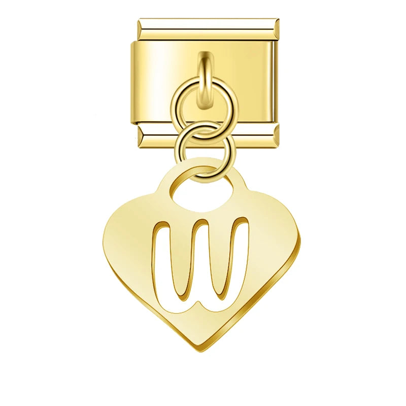 Charm Pendant Letras A até Z Coração Gold