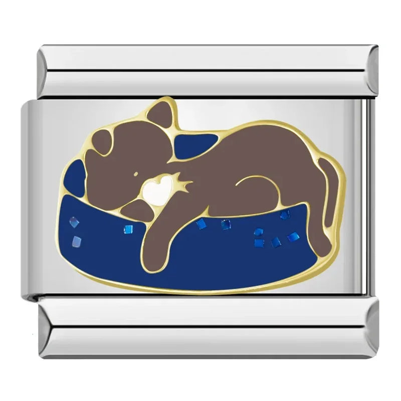 Charms Amantes de Gatos Prata e Dourado