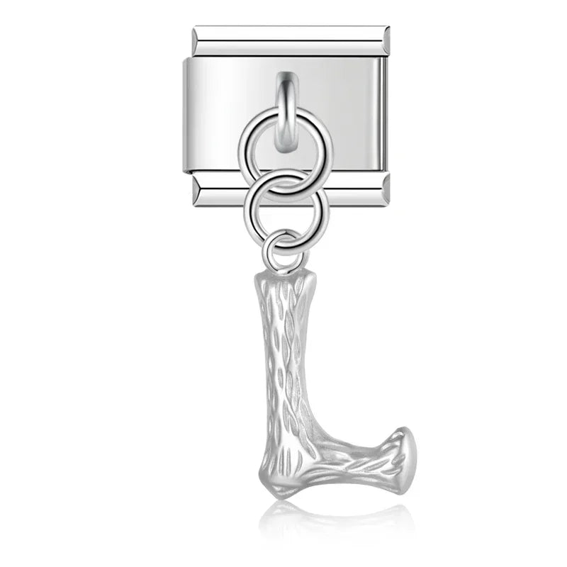 Charms Pendant A até Z Texturizado Prata
