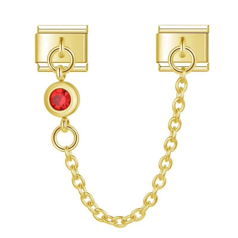 Charm Duplo Corrente com detalhe colorido (Prata e Gold)