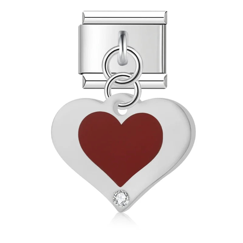 Charm Pendant Coração Vermelho Prata