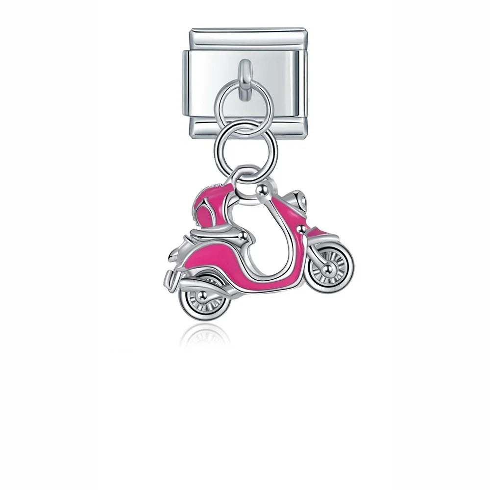 Charm Pendant Moto Rosa Prata