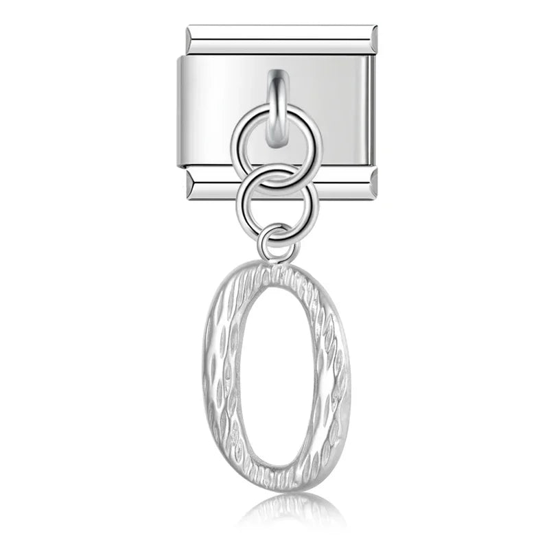 Charms Pendant A até Z Texturizado Prata