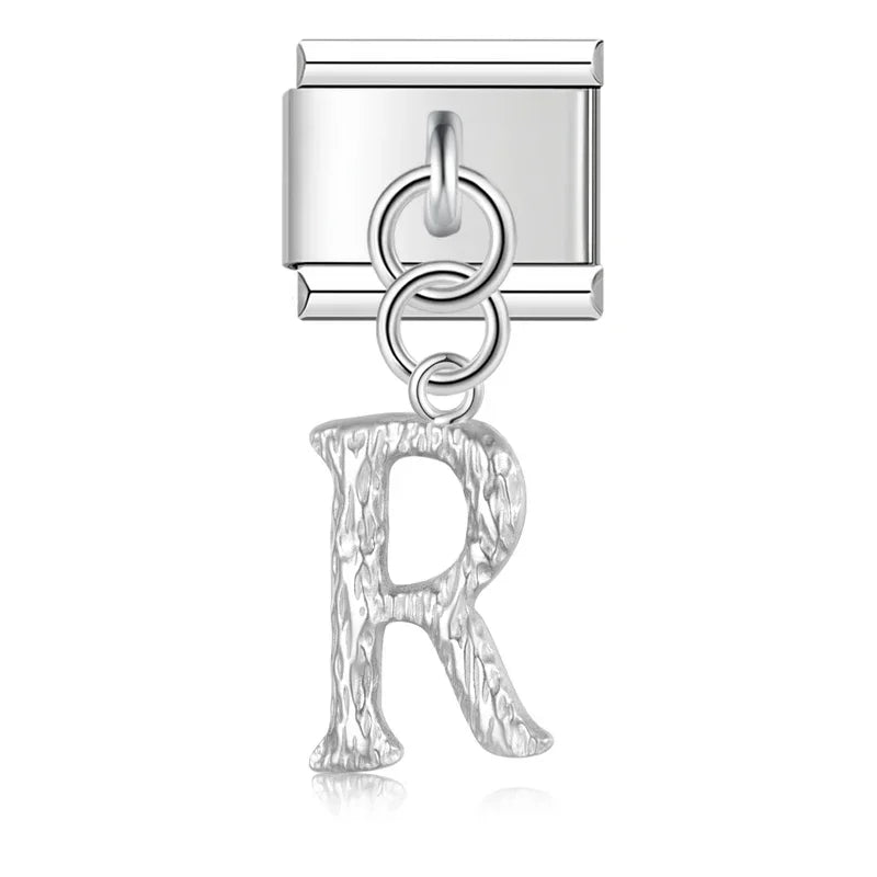 Charms Pendant A até Z Texturizado Prata