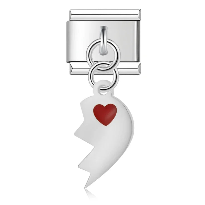 Charm Pendant Metade do Coração Direita (Prata,Rose,Gold)