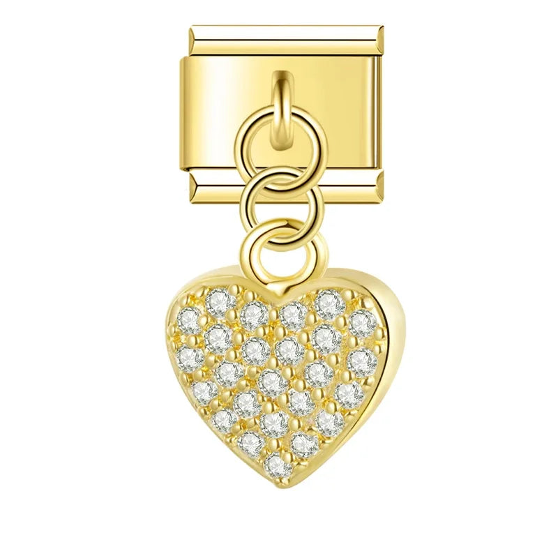 Charm Pendant Coração Brilhante (Prata, Gold e Rose)