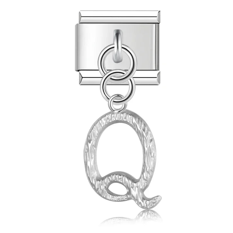 Charms Pendant A até Z Texturizado Prata