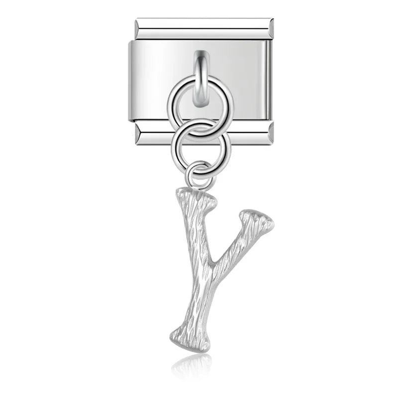 Charms Pendant A até Z Texturizado Prata