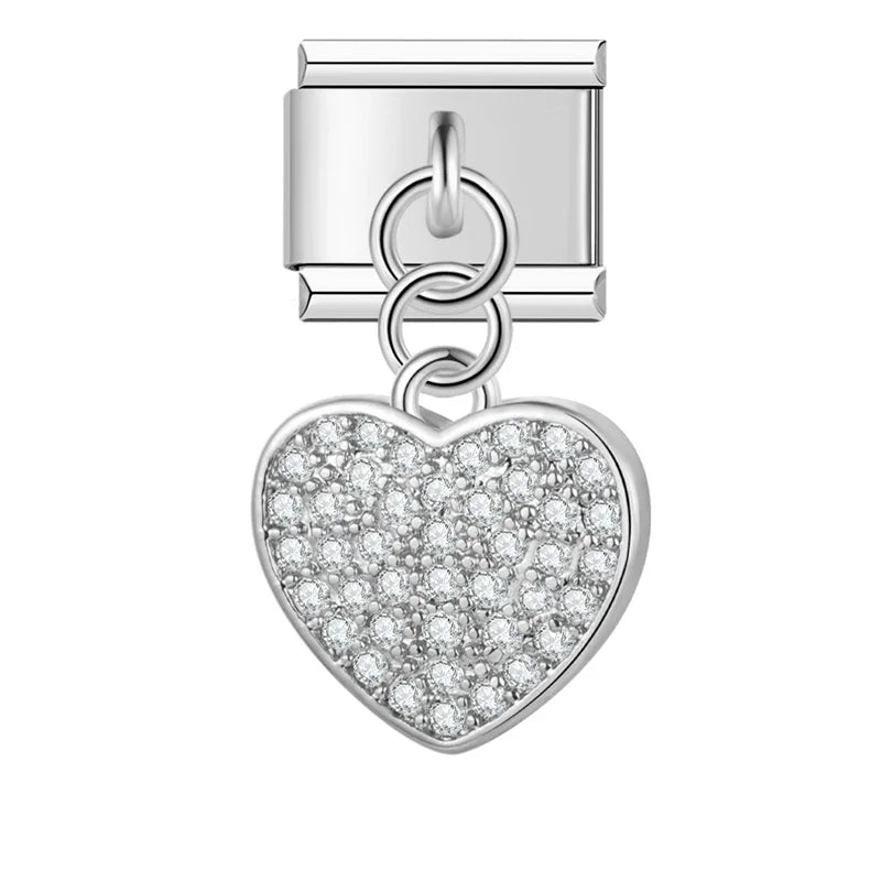 Charm Pendant Coração Brilhante (Prata, Gold e Rose)