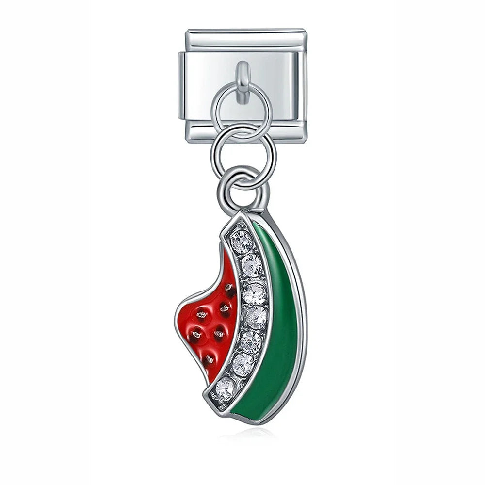 Charm Pendant Melancia Tropical Prata