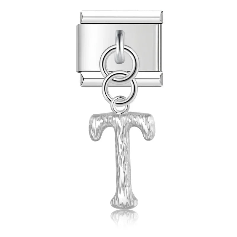 Charms Pendant A até Z Texturizado Prata