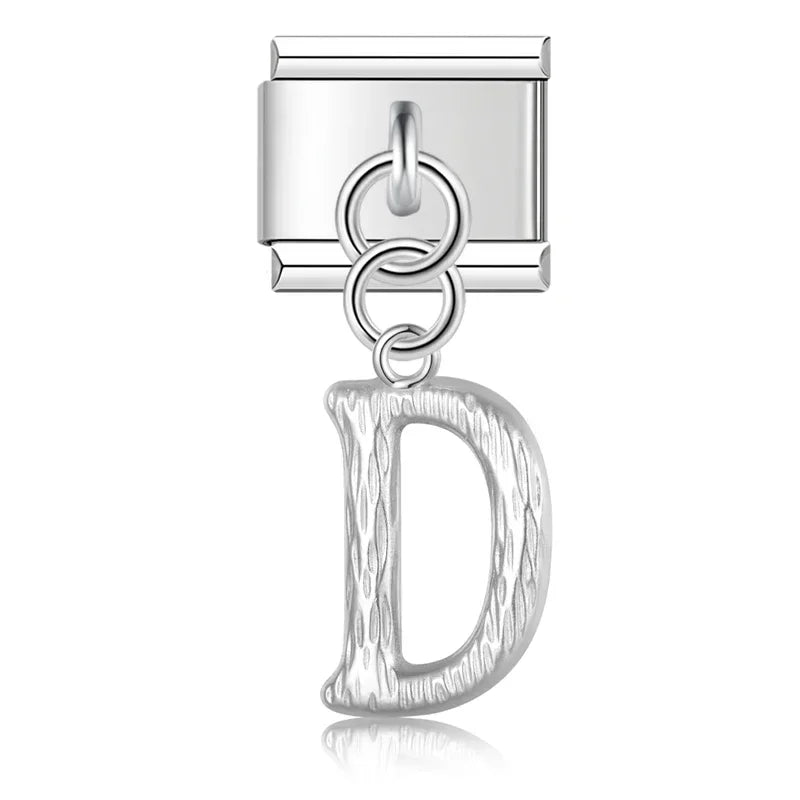 Charms Pendant A até Z Texturizado Prata