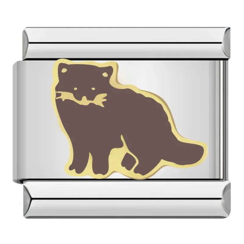 Charms Amantes de Gatos Prata e Dourado