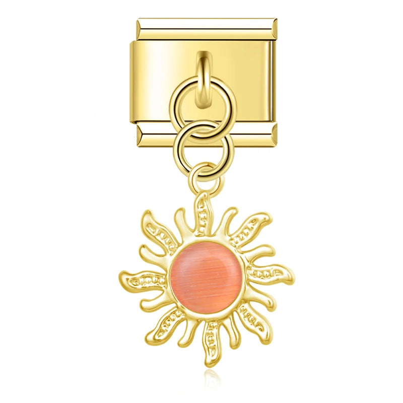 Charms Pendant Sol Colorido (Prata & Gold)