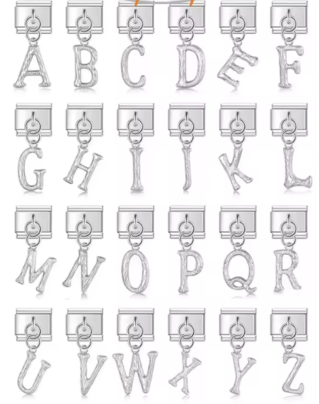 Charms Pendant A até Z Texturizado Prata