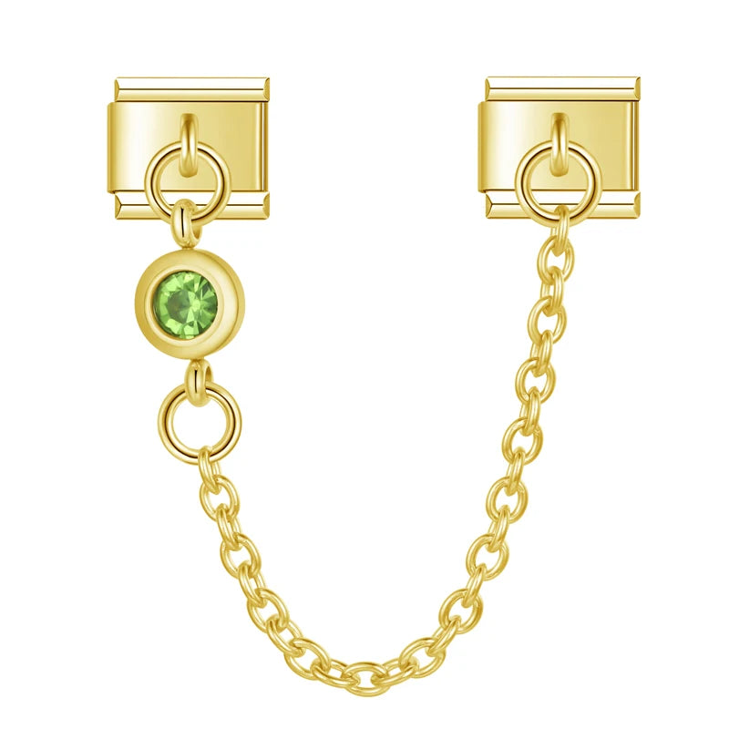 Charm Duplo Corrente com detalhe colorido (Prata e Gold)
