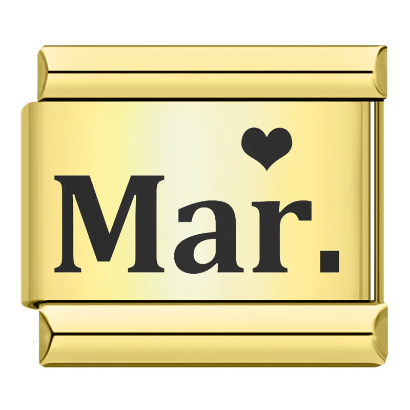 Charm Meses do ano com coração Gold