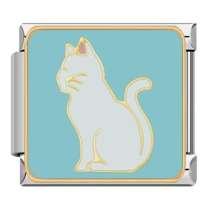 Charm Gatinho branco Prata