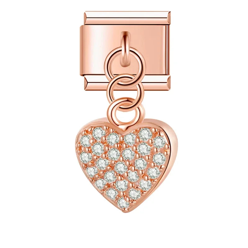 Charm Pendant Coração Brilhante (Prata, Gold e Rose)
