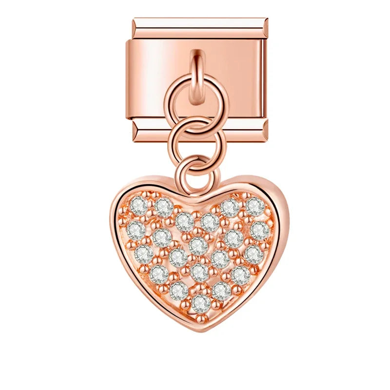 Charm Pendant Coração Brilhante (Prata, Gold e Rose)