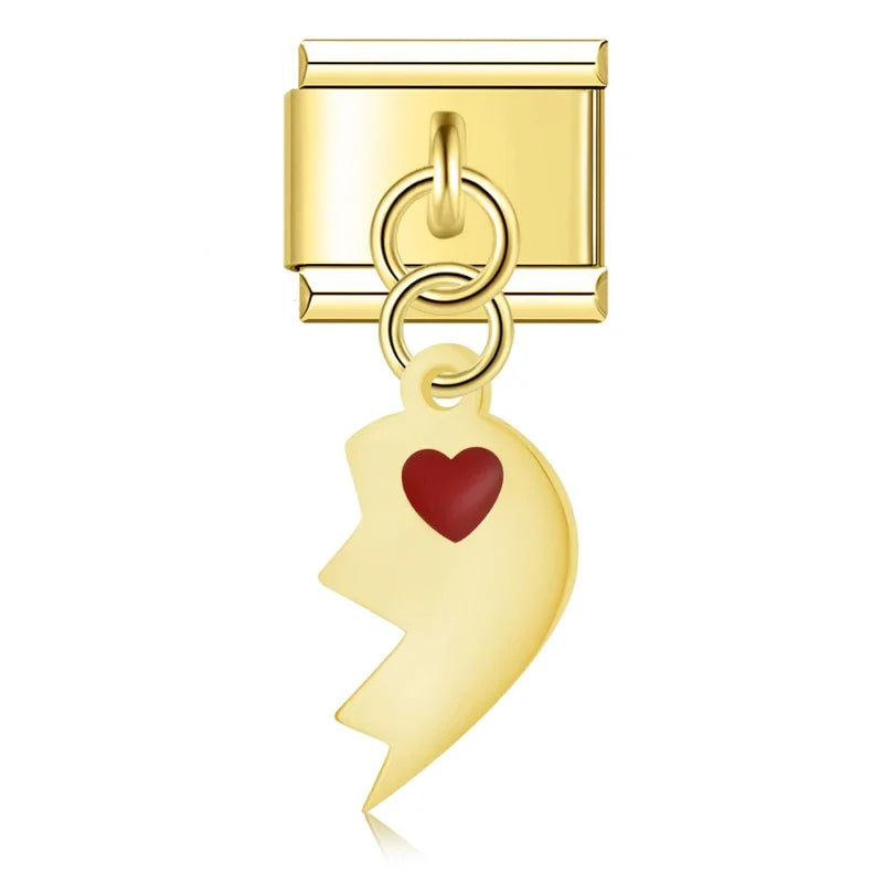 Charm Pendant Metade do Coração Direita (Prata,Rose,Gold)
