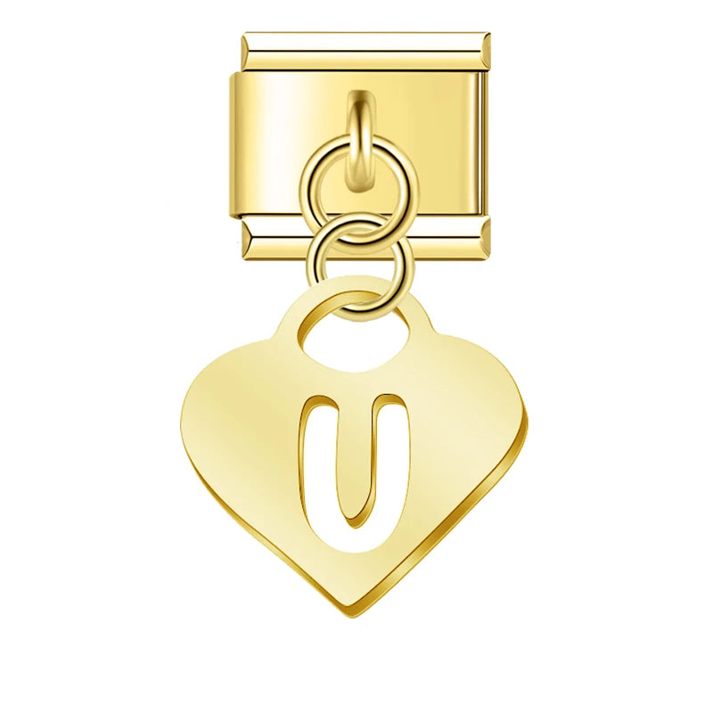 Charm Pendant Letras A até Z Coração Gold