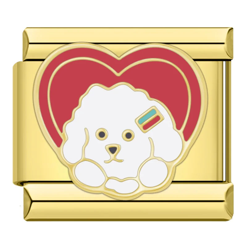 Charm Poodle Coração Gold