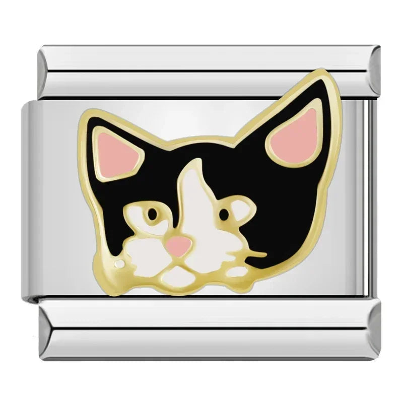 Charms Amantes de Gatos Prata e Dourado